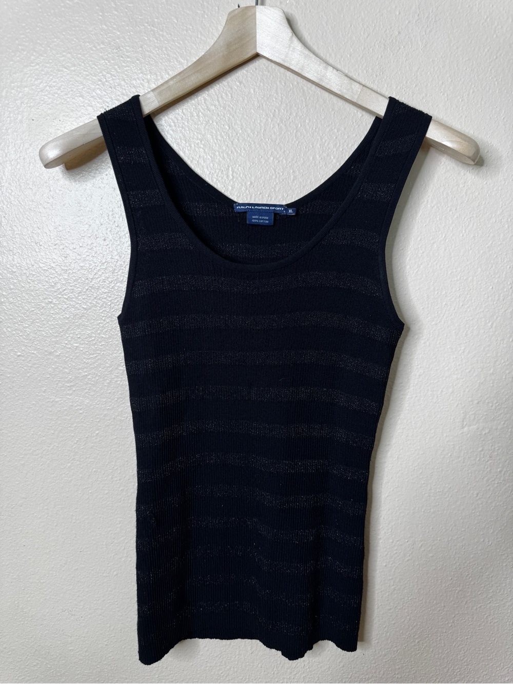 Ralph Lauren Sport Women’s XL Black 100% Cotton Ribbed Knit Sleeveless Tank Top